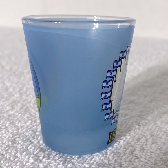 Vintage Israel Blue Frosted Glass Shot Glass Souvenir - Picture 5 of 7